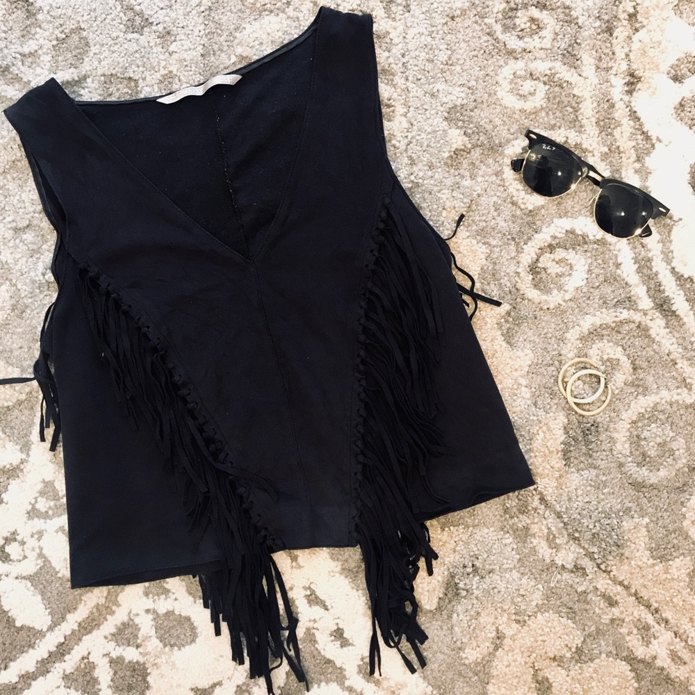 ZARA fringe top